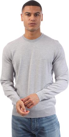 HUGO BOSS Mens Botto-L Embroidered Logo Jumper in Grey Wool - Size X-Large