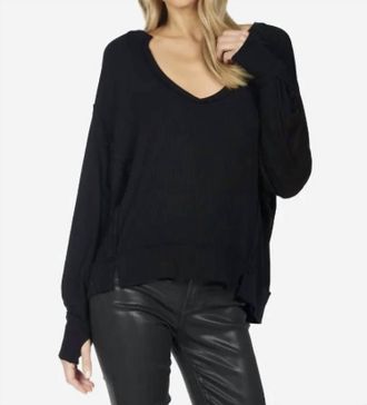 Michael Lauren Spence Oversized V- Neck Pullover In Black