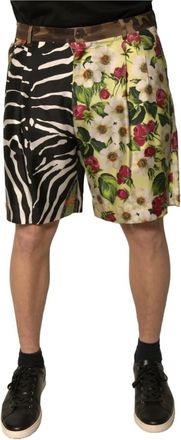Dolce & Gabbana Zijden Patchwork Chino Shorts met Logo - Heren - Korte Broeken - Veelkleurig - M - Korte Broeken