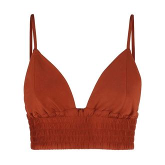 Federica Tosi Tops, Dames, Oranje, M, Gesmokte Cropped Camisole Top