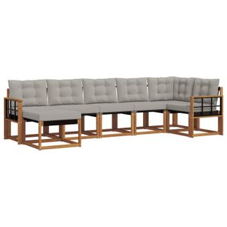 vidaXL Conjunto De Sof&aacute;s De Exterior 7 Pcs Gris Natural Y Claro Vidaxl