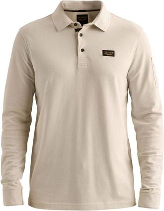 PME Legend American Classic Longsleeve Polo - Heren - Tops - Beige - Maat: 2XL Katoen
