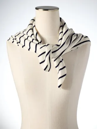 Talbots Charming Square Scarf - Stripe - Ivory - 001 Talbots