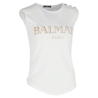 Balmain Balmain Logo Print Tanktop in Witte Katoen