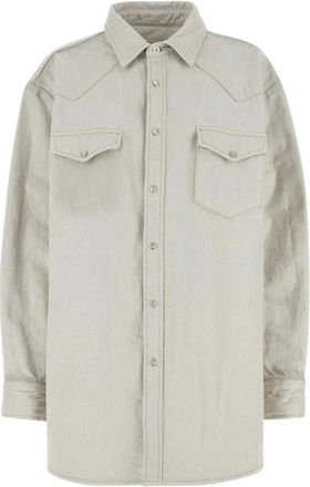 Maison Margiela Oversized Krijt Denim Overhemd - Dames - Overhemden - Wit - 2XS - Denim - Overhemden