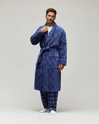 Psycho Bunny Mens Harper Robe 404 GRAY BLUE / L/XL