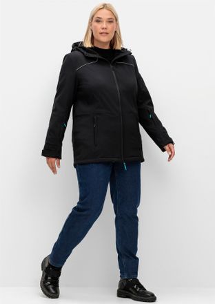 Sheego Skijacke SHEEGO, Damen, Gr. 40, schwarz, 95% Polyester, 5% Elasthan, Innenseite:100% Polyester, unifarben, Jacken Skijacke