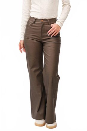 Dear John Denim Fiona High Rise Wide Leg Faux Leather Pant In Toasted Coconut Vegan Leather