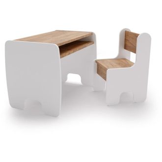 OEM Conjunto De Mesa Y Silla Infantil Color Blanco/roble Craft Dorado