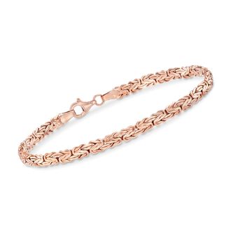 Ross-Simons 18kt Rose Gold Over Sterling Silver Flat Byzantine Bracelet