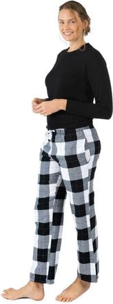 Leveret Womens Cotton Top & Flannel Pants Printed Holiday Pajama Set in Plaid Black & White at Nordstrom, Size 6X-Large