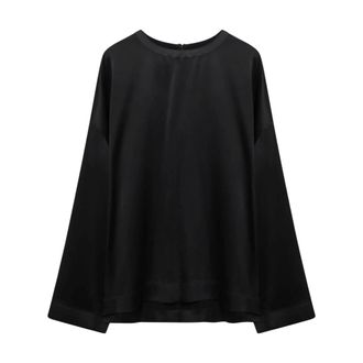 Toteme Blouses, female, Black, Size: M Boxy Satin Top