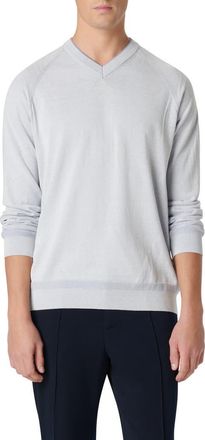 Bugatchi Cotton & Silk V-Neck Sweater in Lilac at Nordstrom, Size Xx-Large