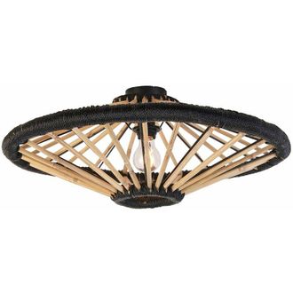 QAZQA Qazqa - Oriental Bamboo Ceiling Light with Black 60 cm - Evalin