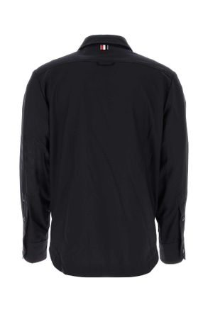 Thom Browne Mens Midnight Blue Wool Shirt Darkblue Exterior: Camicie
