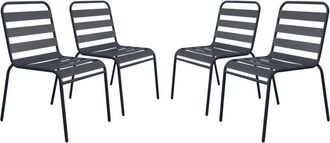 Habitat et Jardin Habitat Et Jardin - Juego de 4 sillas de jardín metálicas apilables Bilbao - Gris