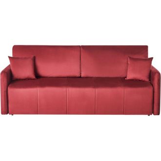 Beliani Divano letto a 3 posti in velluto con cuscini decorativi bordeaux Egge