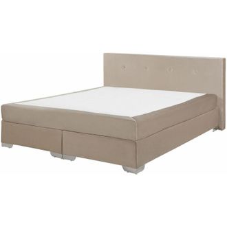 Beliani Beliani - Letto Boxspring in Velluto Beige Imbottito con Materasso 160 x 200 cm Consul