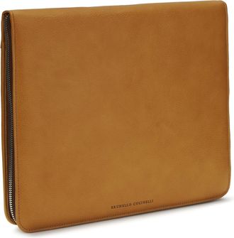 Brunello Cucinelli Mens Leather Laptop Case Naturale Calf Bos Taurus Wallet