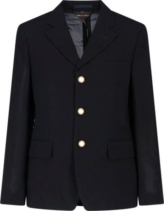 Comme Des Gar&ccedil;ons Tailored Black Blazer With Semi-Transparent Back And Decorative Buttons