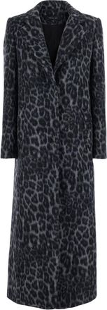 Federica Tosi Grey Coat With All-over Animal Print In Wool Woman