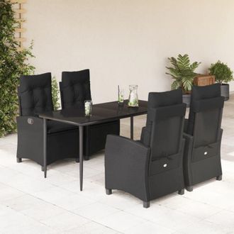 vidaXL Set De Muebles Jard&iacute;n 5 Pzas Con Cojines Rat&aacute;n Sint&eacute;tico Negro Vidaxl