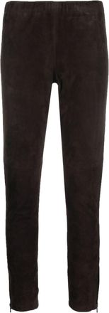 P.A.R.O.S.H. slim-fit suede trousers - women - Goat Skin/Polyester - S - Brown