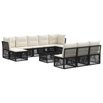 vidaXL Conjunto De Sof&aacute;s De Jard&iacute;n 11 Pcs Negro Rat&aacute;n Sint&eacute;tico Vidaxl