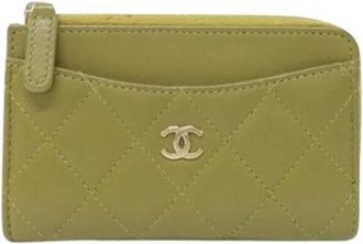 Chanel Pre-owned Wallets, female, Green, Size: ONE SIZE Pre-owned Vintage Card Case