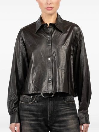TWP leather cropped shirt - women - Leather - M - Black