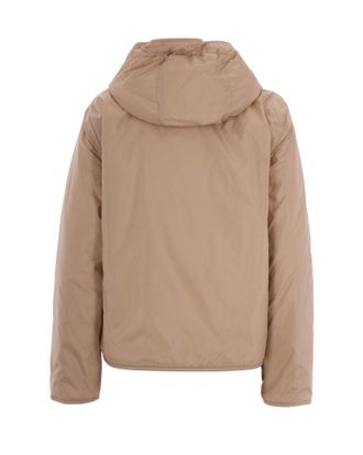 Max Mara Womens Hooded Puffer Jacket Beige Polyester