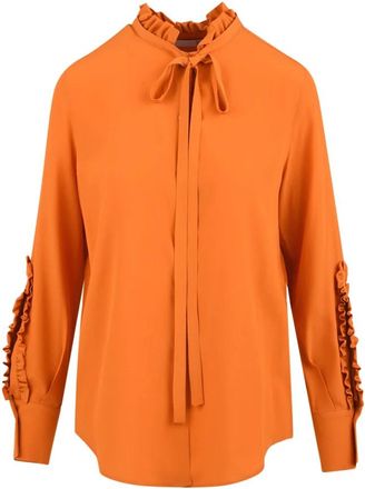 Douuod Overhemd met knoopsluiting en decoratieve mouwen - Dames - Overhemden - Oranje - M - Overhemden