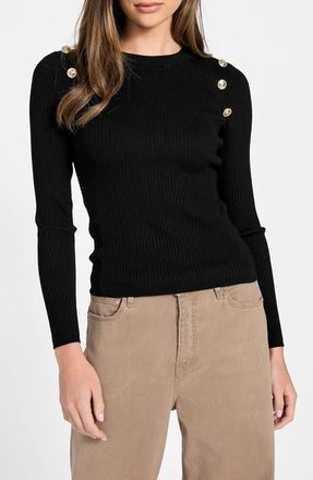 Guess Vonn Button Detail Rib Sweater in Black at Nordstrom, Size X-Small