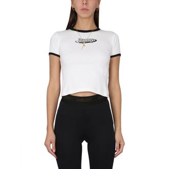 AMBUSH Ambush, Tops, Dames, Wit, L, Katoen, Fitted Graphic T-Shirt