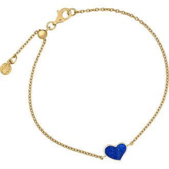 Jan Leslie Heart Bracelet Set In Sterling Silver With 18K Gold Overlay in Blue at Nordstrom