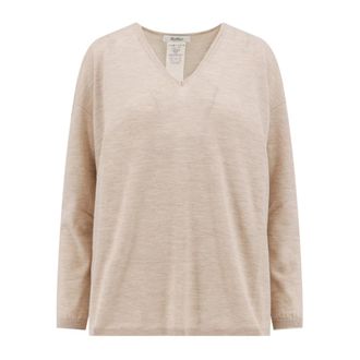 Max Mara V-neck Cashmere Trui - Dames - Cashmere truien - Beige - S - Kasjmier - Truien & Vesten