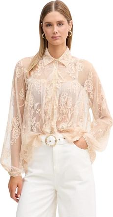 Aniye By Leren Blouse - Dames - Overhemden - Beige - M - Katoen - Overhemden