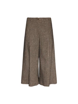 Elena Miro Tailored Tweed-Blend Wide-Leg Pants