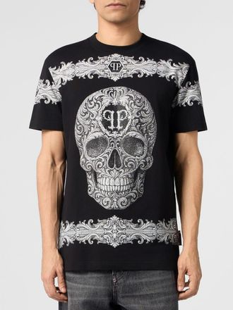 Philipp Plein T-shirt in cotone con stampa Skull e logo Hexagon