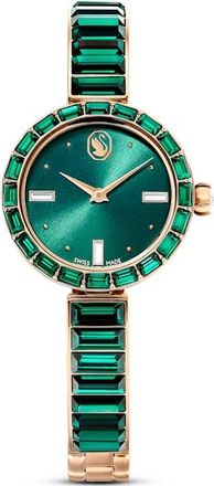 Swarovski Matrix Bangle Quartz Crystal Green Dial Ladies Watch 5690808