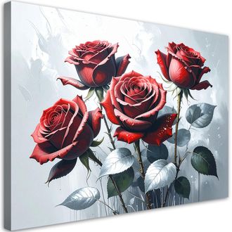 Feeby Impresi&oacute;n De Imagen Rosas Rojas Sobre Fondo Gris 100x70