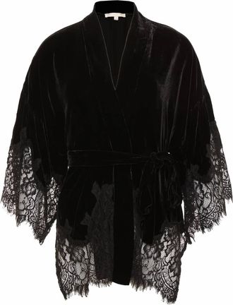 Gold Hawk Womens Velvet Coco Lace Kimono In Black