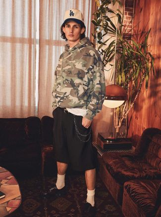 Djab Mens Pleated soft twill Bermuda Shorts Loose fit