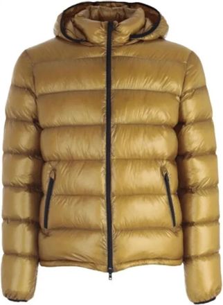 Herno Gele Gewatteerde Jas met Afneembare Capuchon - Heren - Winterjassen - Geel - M - Polyester - Jassen
