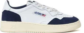 Autry White Denim Medalist Low Leather Sneakers