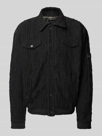 Carlo Colucci Regular Fit Blouson mit Label-Patch in Black, Gr&ouml;&szlig;e L