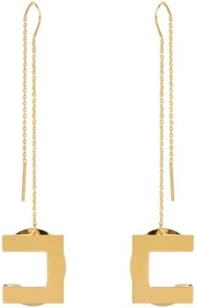 Elisabetta Franchi Pendientes con logo colgante - Accessories - Mujer - Amarillo - ONE SIZE