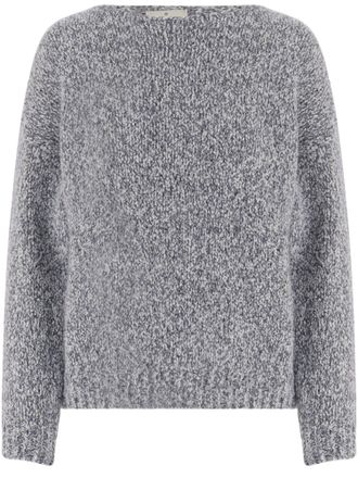 Bruno Manetti Gray Textured Virgin Wool-Blend Crew Neck Sweater