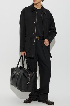 Tom Ford Jacket With A Leather Collar, Mens, Black