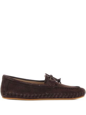 Le Monde Beryl bow-tie detail stitched loafers - women - Goat Skin/Calf Leather/Rubber - 38.5 - Brown